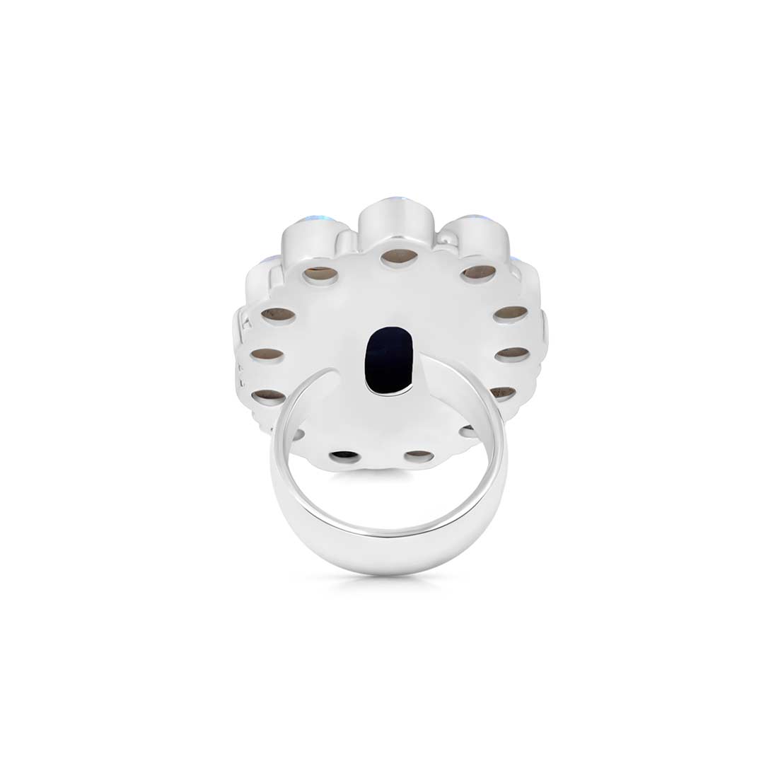 Lapis Lazuli And Moonstone Adjustable Ring-(LLP-FLR-9.)